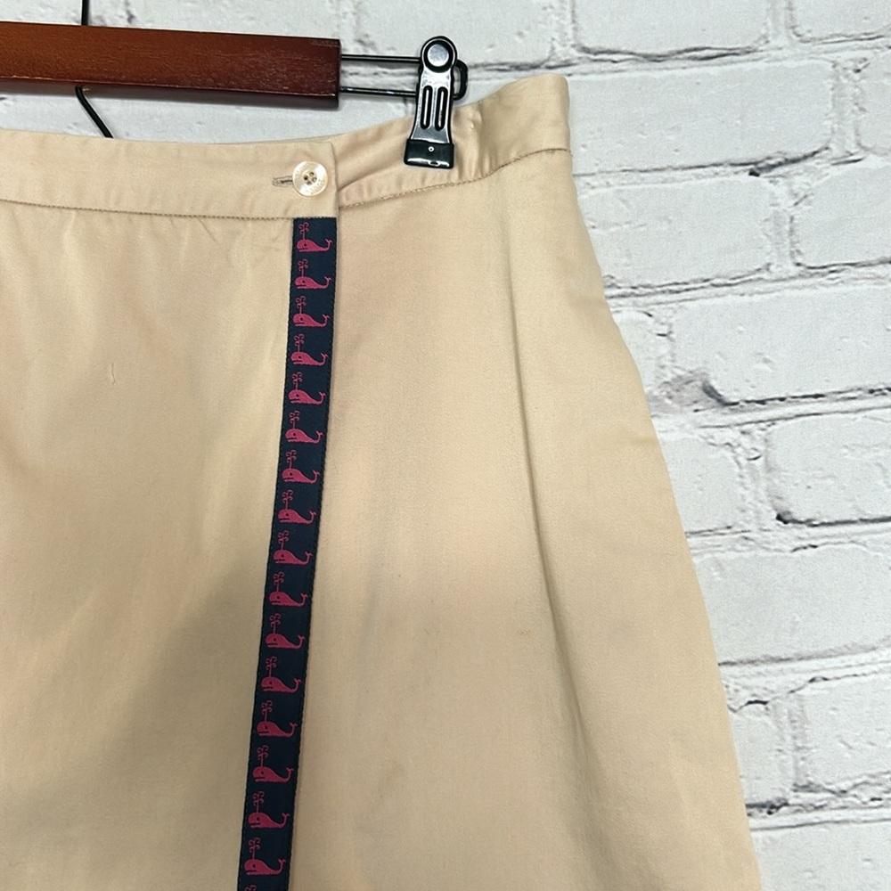 Lilly Pulitzer Vintage Khaki Blue Pink Whale Accent Wrap Skort Size 10 - Picture 7 of 15